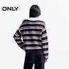 ONLY Women's 2025 Autumn College Style Polo Collar Striped Loose Knit Sweater
