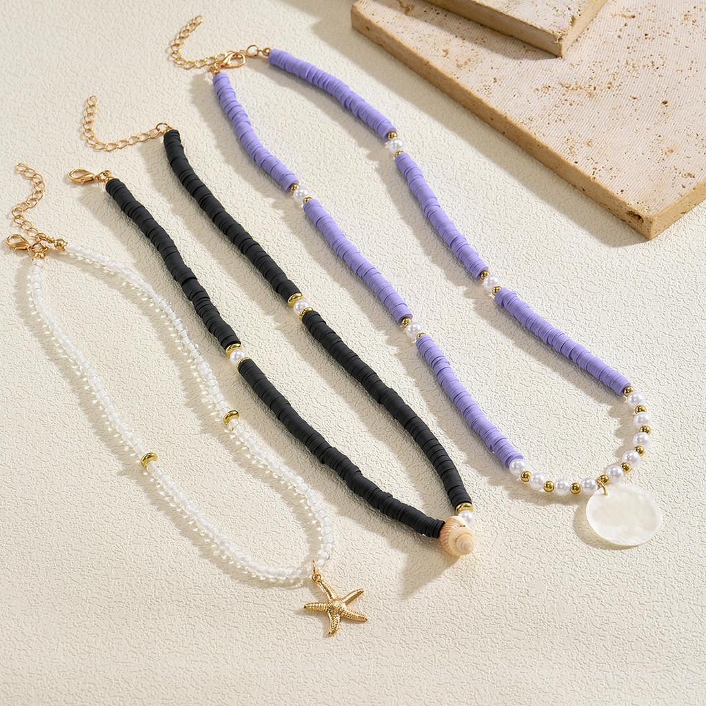 Bohemia Shell Beaded Necklace With Handcrafted Geometric Pendant For Women