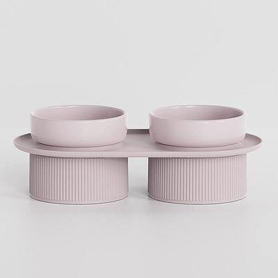 Ciotola Doppia in Ceramica per Gatti - Design Rialzato, Antiscivolo, Anti-Ribaltamento per Cibo e Acqua