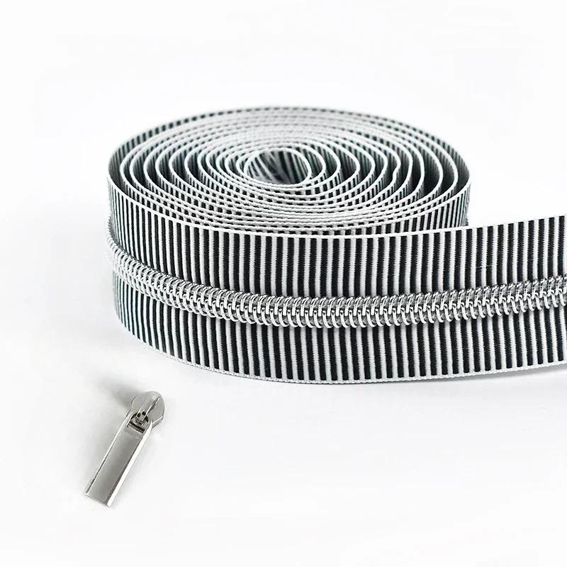 2-5Meters 5# Meetee Striped Nylon Zippers Tape for Sewing Plastic Roll Coil Zip By The Meter Zipper Closure Garment Accessories