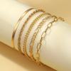 5PCS/Set Bohe Gold Color Heart Bracelet Boho Retro Thick Twist Cuban Chain Bracelet For Women Fashion Jewelry Christmas Gift