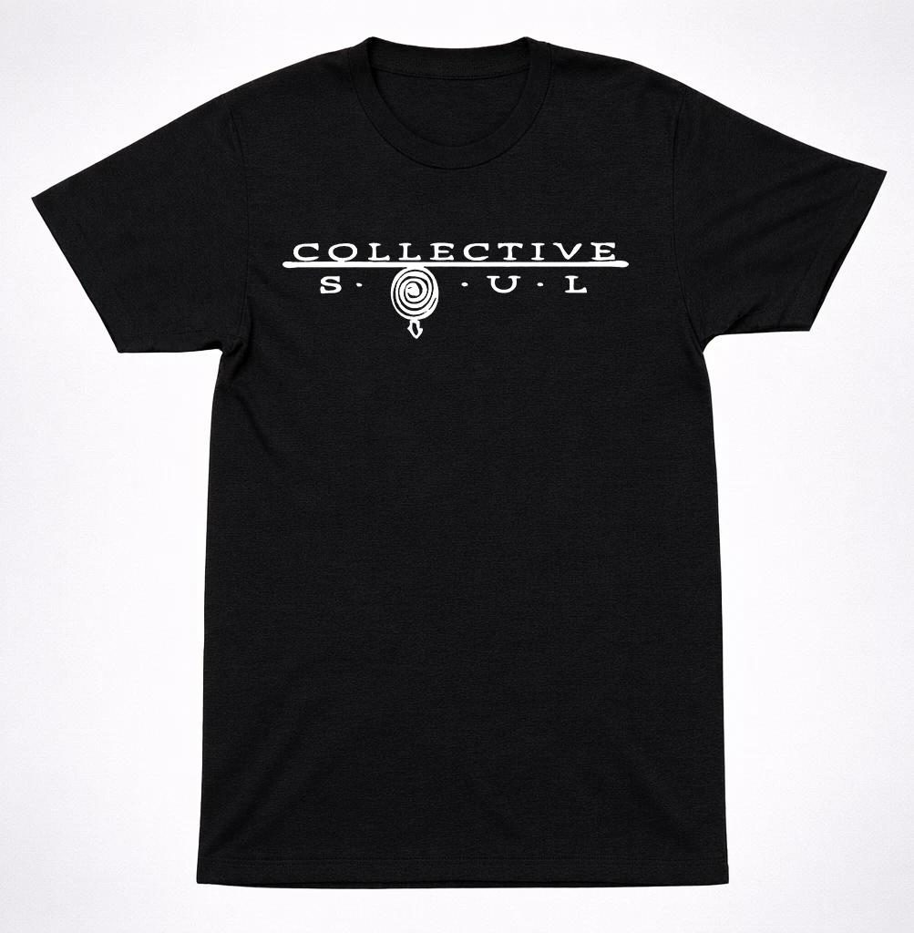 Collective Soul Logo T-Shirt 90s Alternative Rock Band Minimal Black Tee L