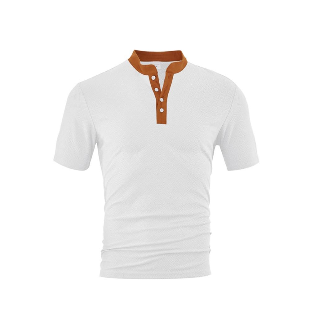 

Men s Summer Short Sleeve Henley Shirt Casual Loose Fit Breathable Jacquard Fabric Sweaters Pullovers S білий