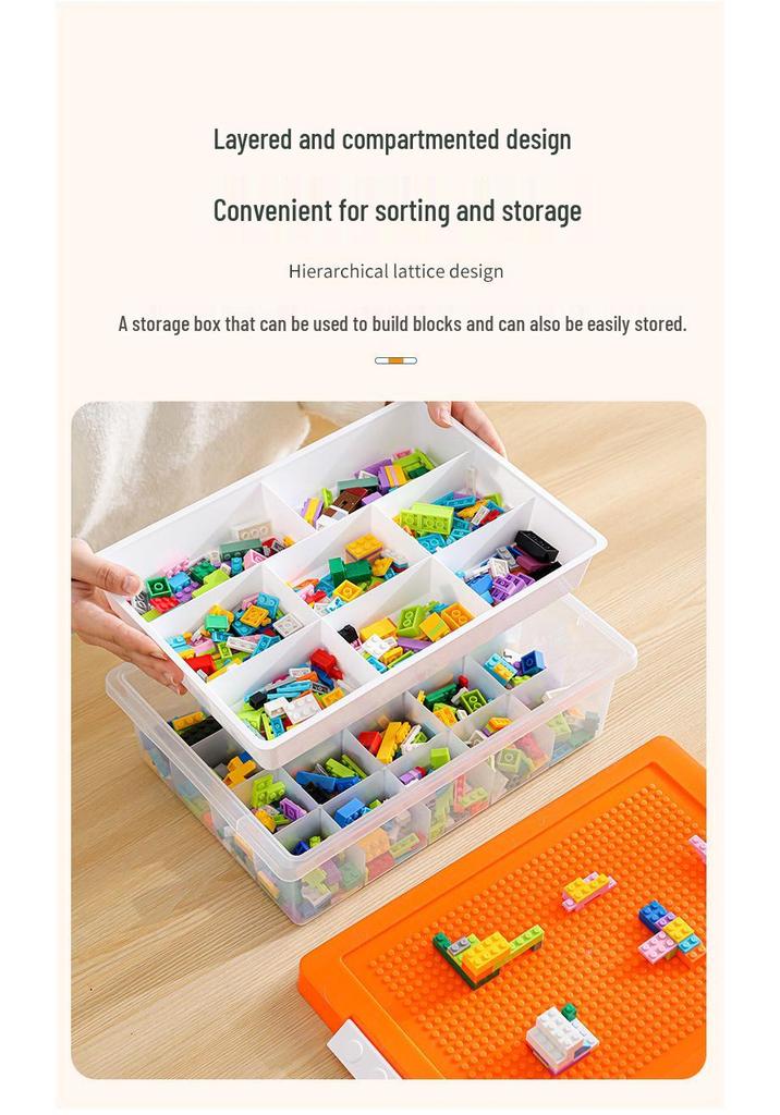 Lego Small Part Storage Box with Lid - Multi-Layer Organizer for Children's Building Blocks
