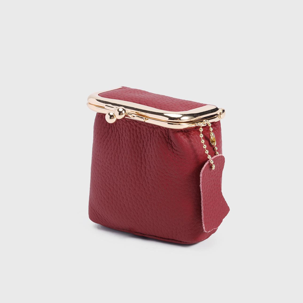 

Мини-кошелек для монет из натуральной кожи с текстурой личи: Европейский и американский модный кошелек для хранения помады и монет красный