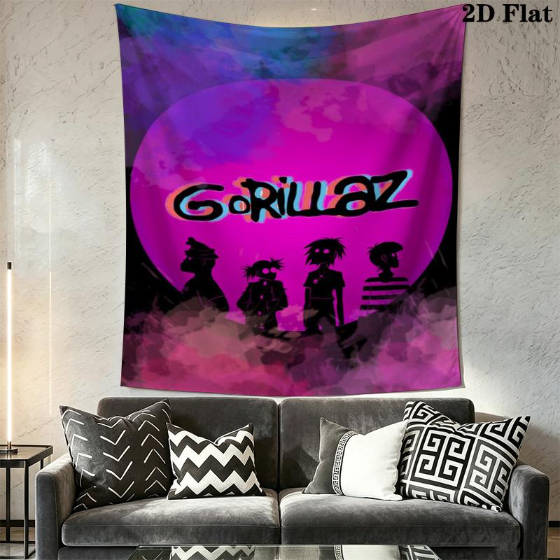 Gorillaz Wall Tapestry Aesthetic Wall Hanging Printed Fabric Blanket Decorative Tapestries for Bedroom Living Room Home Decor