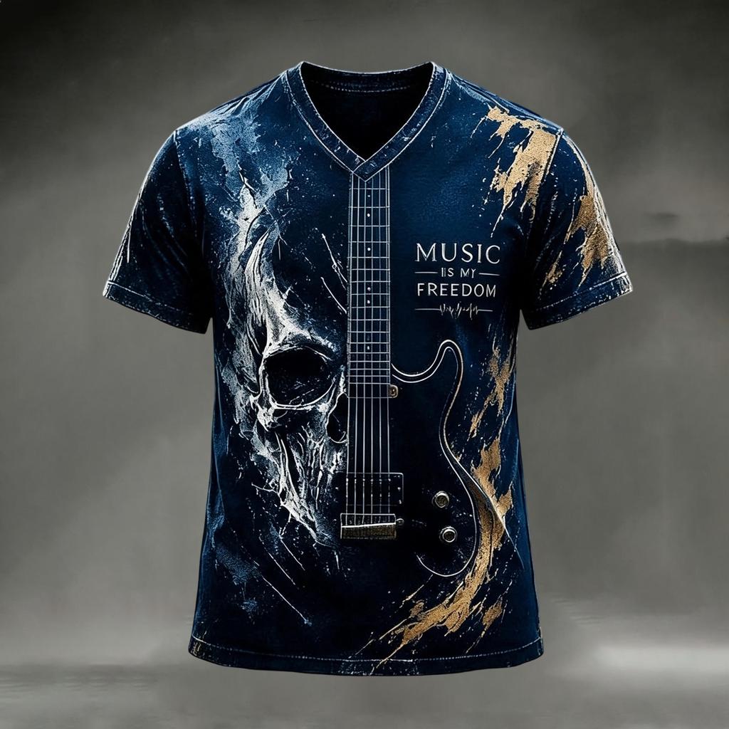 Men's Halloween Print V-Neck T-Shirt