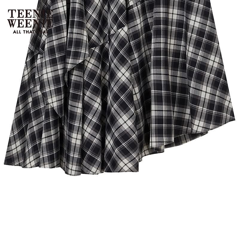 Teenie Weenie Gonna Larga Asimmetrica a Quadri Vintage da Donna