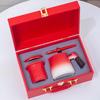 4-Piece Chinese Red Gradient Ceramic Office Cup Set