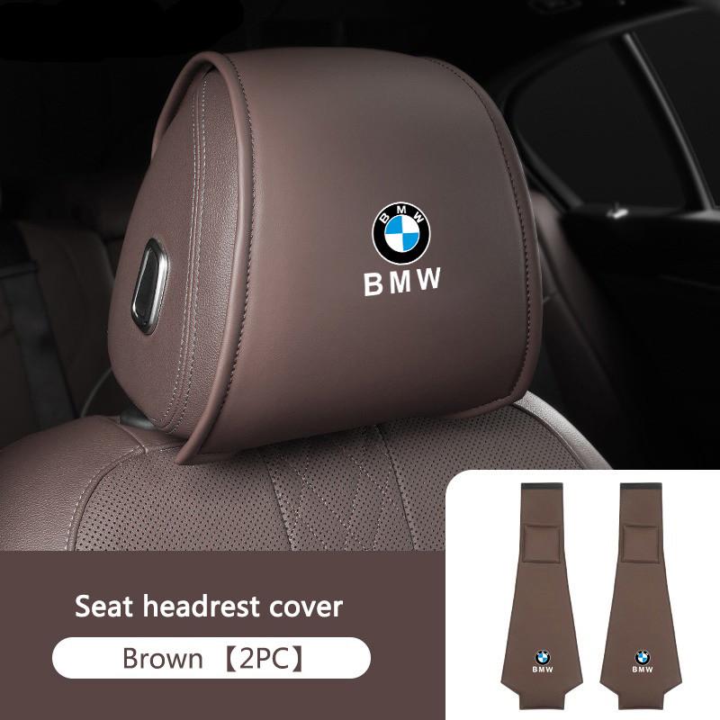 DSJW3 Car Seat Headrest Protective Leather Pillow Cover For BMW X1 X2 X3 X5 X4 X6 X7 G30 G20 G32 G11 G12 F40 F30 F20 F10 F34 Sticker