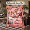 Horse Theme Throw Blanket Custom Name Text Personalized Blanket Soft Cozy Blanket for Home Sofa Bed