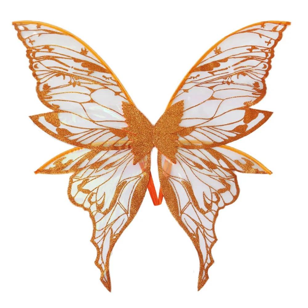 

Magical Lightweight Fairy Wings Sparkling Colorful Sparkling Angel Wings Durable Butterfly Costume Wings for Women Girls оранжевый