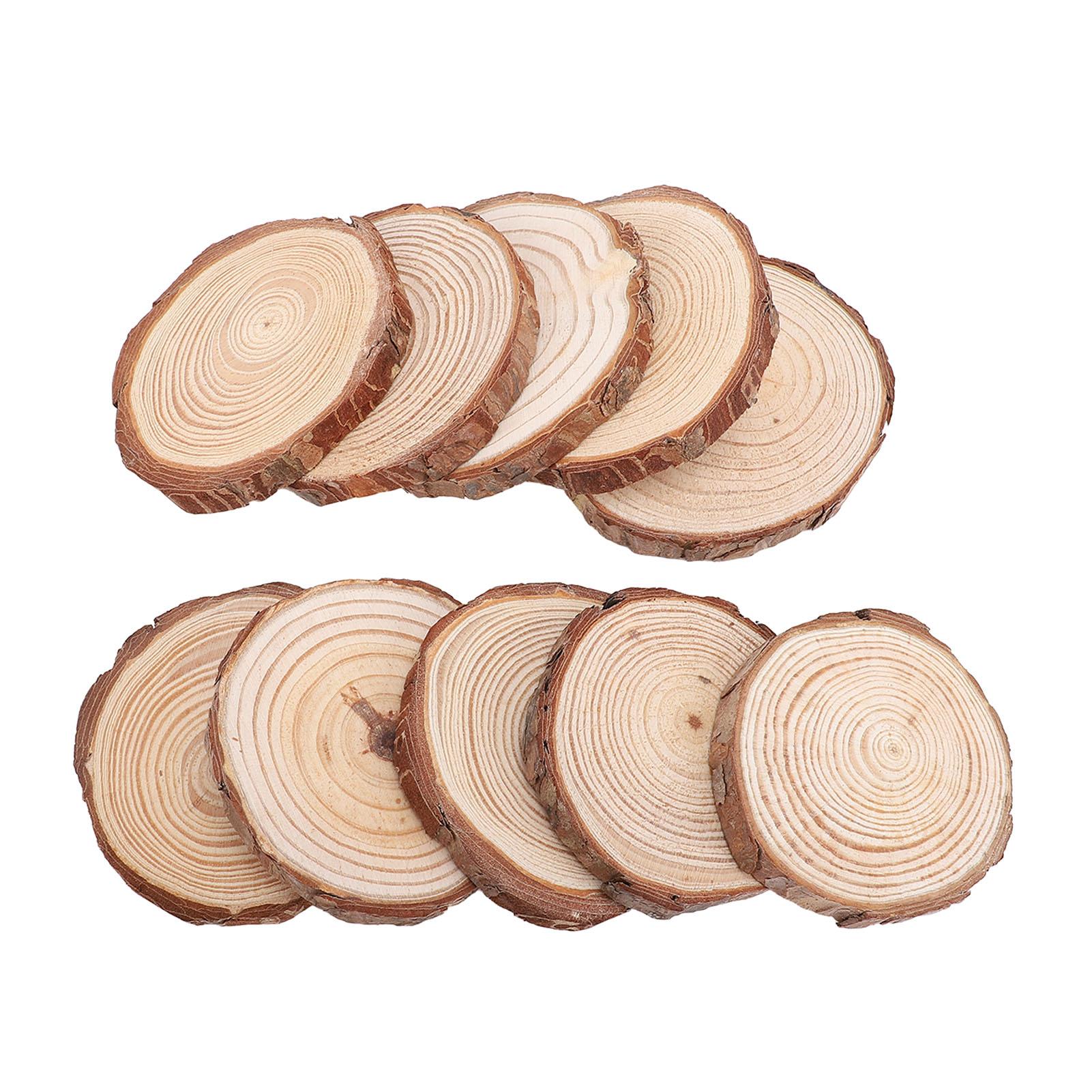 

10pcs Wood Slices Multifunctional Crafts DIY Fine Polished Wood Rounds for Wedding Party Holiday Decor