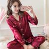 Spring Summer Women's Silk Long-sleeved Casual Sleepwear Suit Plus Size Nightwear Pijama Homewear