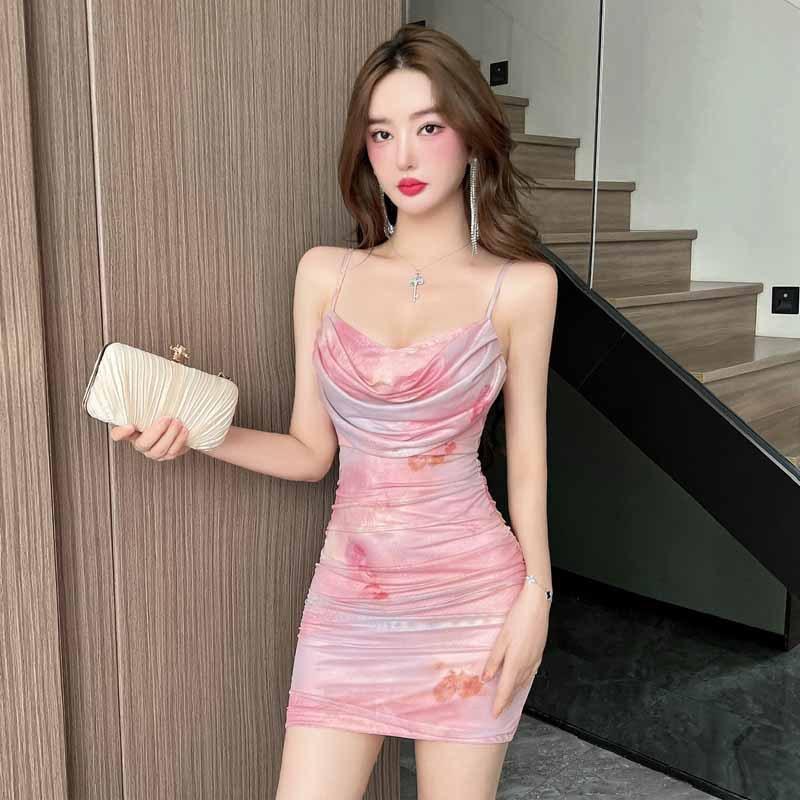 

Fashion Women s Sexy Mesh Printed Halter Suspender Dress L зелений
