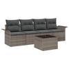 Ensemble de canapé jardin vidaXL de 5 pièces avec coussins Gris Poly Rattan 3353898