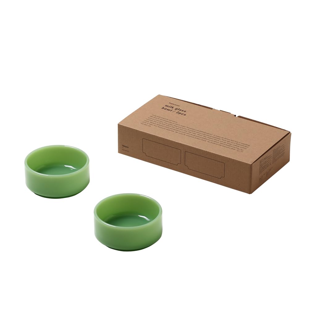 

ideaco Milk Glass Bowl, 2-Piece Jade Bowl, 12.5cm Diameter x 5.5cm Height