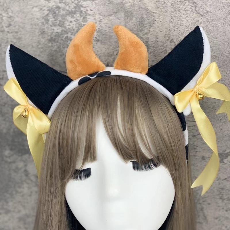 Deer/Elephant/Cheetah/Bear/Dog/Leopard Costume Set Ear Headbands Tail Bows Halloween Christmas Animal Cosplays Costume