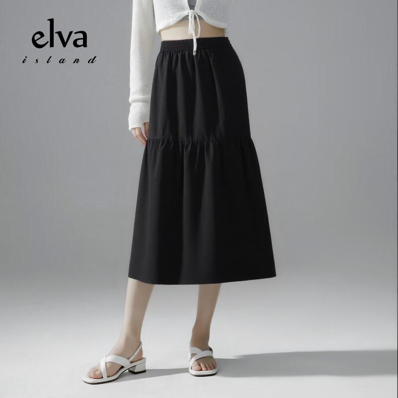 

Elva Island Women s Elegant A-Line Mid-Length Skirt XS