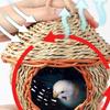 Natural Straw Weaving Bird Cages Parrots House Sleep Houses Cage with Hangings Lanyard for Small Pet Finch Sparrows