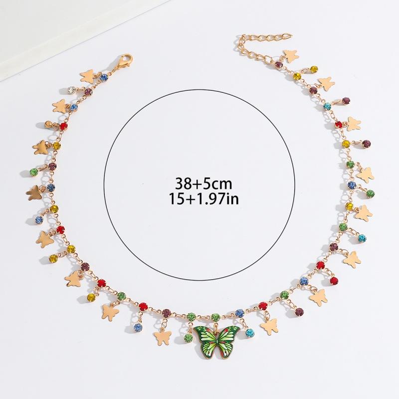 Dopamine Color Butterfly Necklace Female Tassel Clavicle Chain Design Neck Chain Accessories