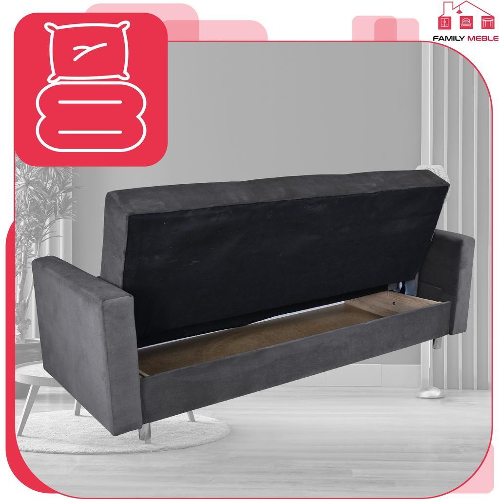 Zestaw mebli wypoczynkowy Alicja wersalka kanapa fotele Family Meble szary