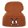Angry Expression Embroidered Knitted Hat, Warm Woolen Hat For Men'S And Women'S Outdoor Sports Events In Autumn And Winter