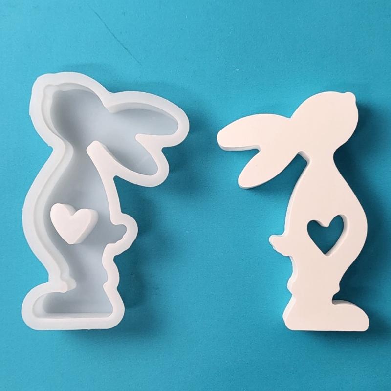 Easter Rabbit Silicone Mold 3D Heart Rabbit Candle Mold DIY Aromatherapy Candle Making Tool Resins Gypsum Mold Birthday