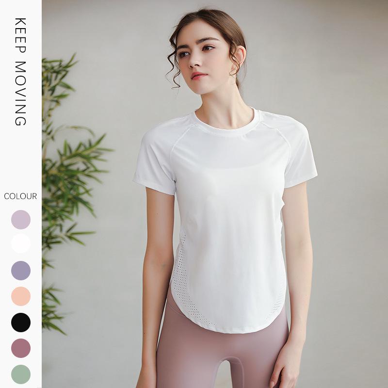 Women's Quick-Dry Short Sleeve Yoga Top - Loose Fit, Nylon, Summer Sportswear