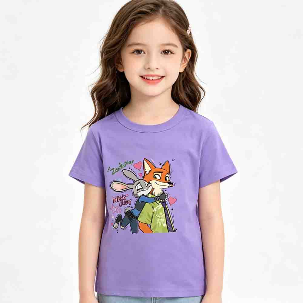 Kids Zootopia 2 Nick Judy Printing Cotton Tshirt