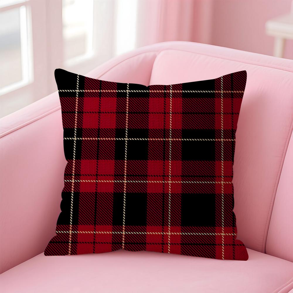 Plaid Luxury Cushion Cover Natural Linen Pillow Case DoubleSided Print Decorative Sofa Pillowcase Home Decor Gift