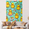 Cute Yellow Ducks on Blue Pattern Background Patterned Tapestry Decorative Wall Hanging, Home Bedroom Living Room Decor