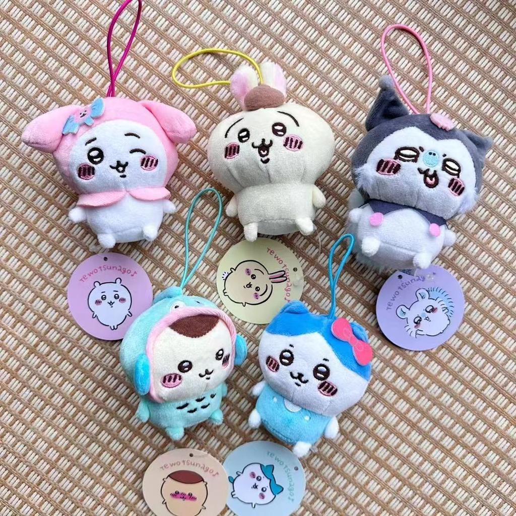 Chiikawa Özgüvensiz Ayı İşbirliği Sanrioin Peluş Bebek Helo Kiity1 Melodiyi Kuromev Sachiji Peluş Oyuncak Anahtarlık Süsle