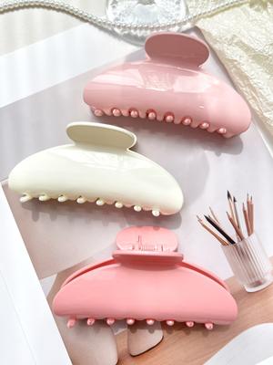 Large French Solid Color Semicircle Sweet 4.1 In Hair Claw for Women,Elegant Headwear Shark Clip Barrette Hair Accessories