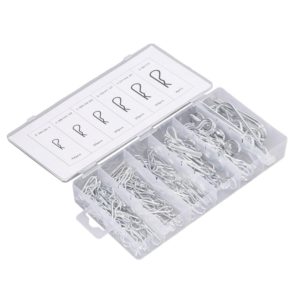 150 STÜCKE Federsplinte Sortiment Set Verzinktem Stahl R-förmigen Anhängerkupplung Stifte Verschluss
