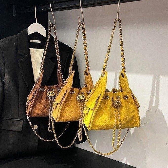 Mattes Argyle Damen Kordelzug Bucket Bag - Große Kapazität Schulter- & Umhängetasche