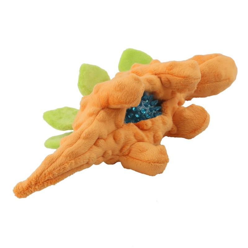 Nylon Rubber Dinosaur Pet Squeaky Toy for Aggressive Chewer Crinkle Soft Shell Plush Interactive Dog Toy