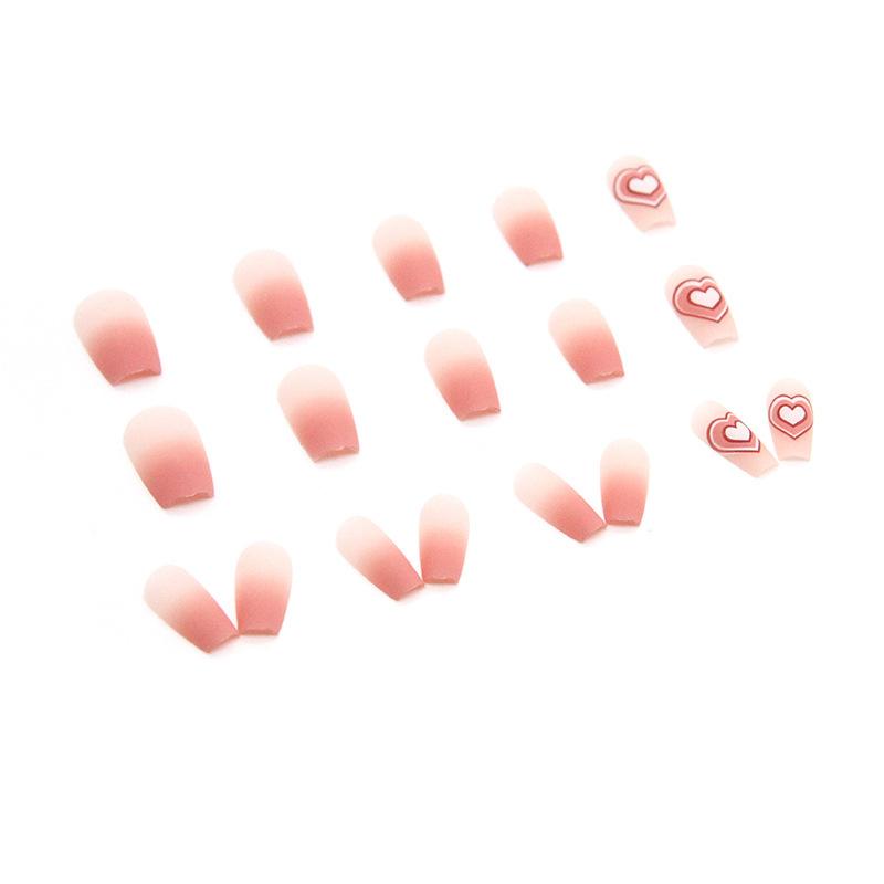24 Stycken Medium och Lång Balettnagel Matt Textur Gradvis Förändring Kärlek Fabriksförsäljning Sommar Begränsad Lösnagel