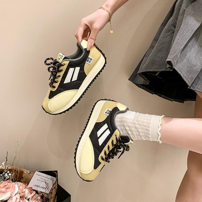 Fashion Women Lace Up Running Shoes Sporty Outdoor Fabric Sneakers Comfort Lightweight Non Slip Athletic Shoes for Gym Work Casual