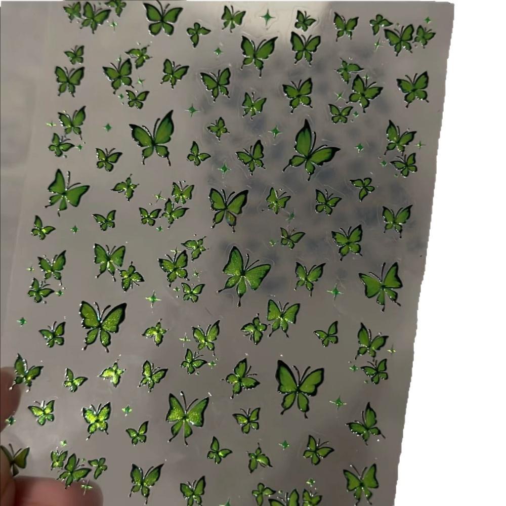 Blue Butterfly Glitter Nail Stickers - Cat Eye Fairy Design, Adhesive Back, Small Patterns