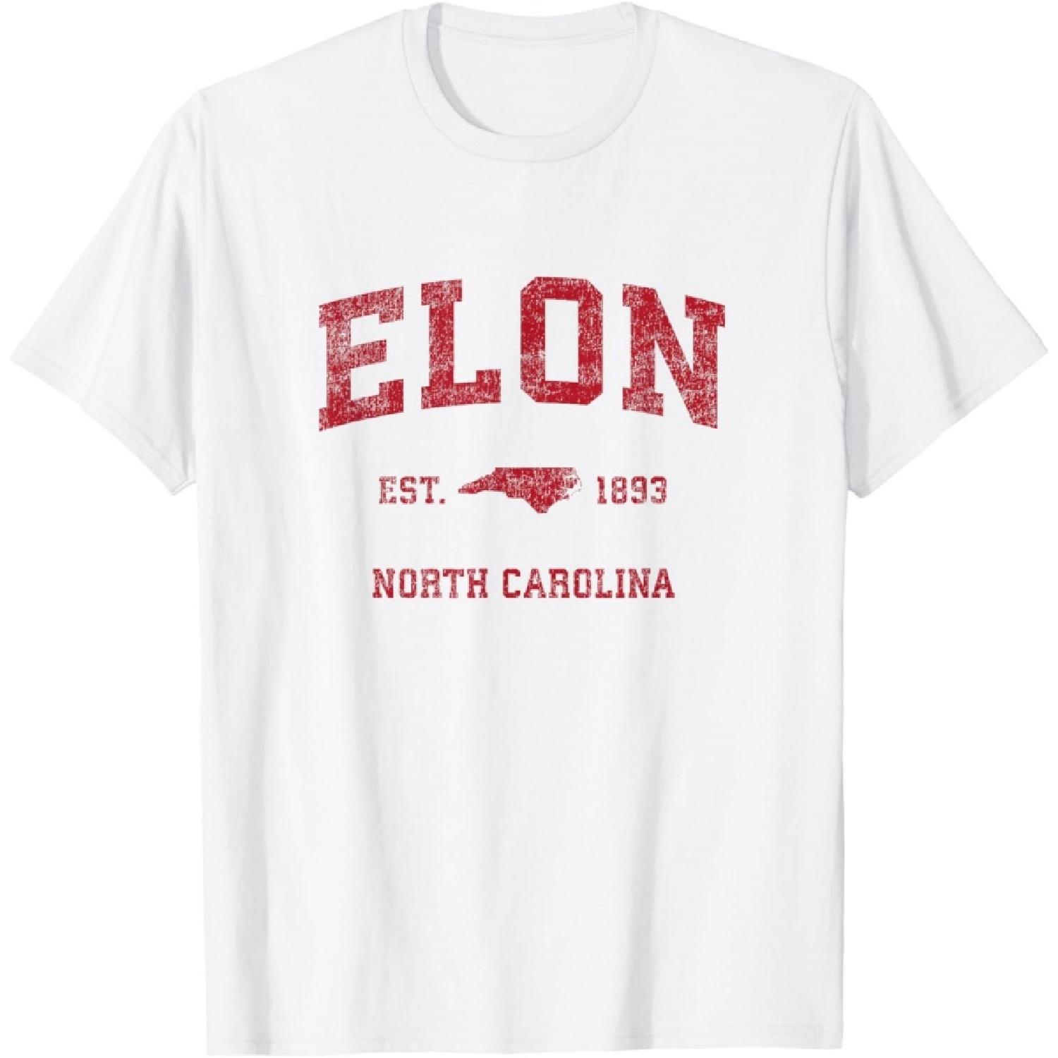 Elon North Carolina NC Vintage Sports Design Red Print T-Shirt S