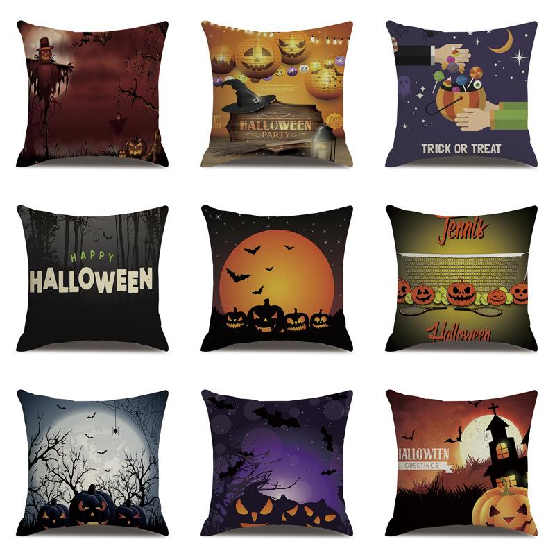 Halloween Linen Pillow Cover Printed Pillow Cover