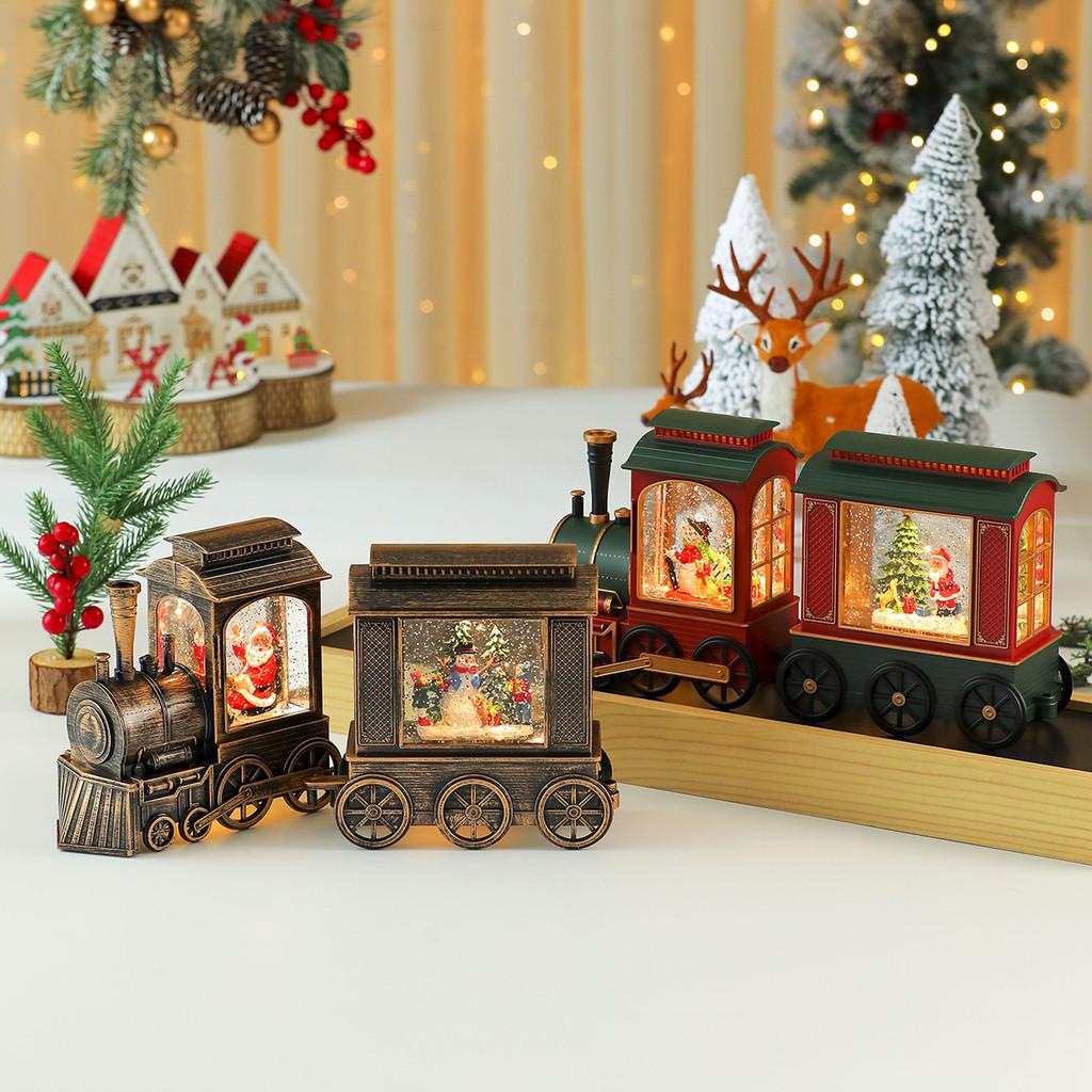 Christmas Santa Claus Train Ornament With Lights And Music Shop Decor Window
