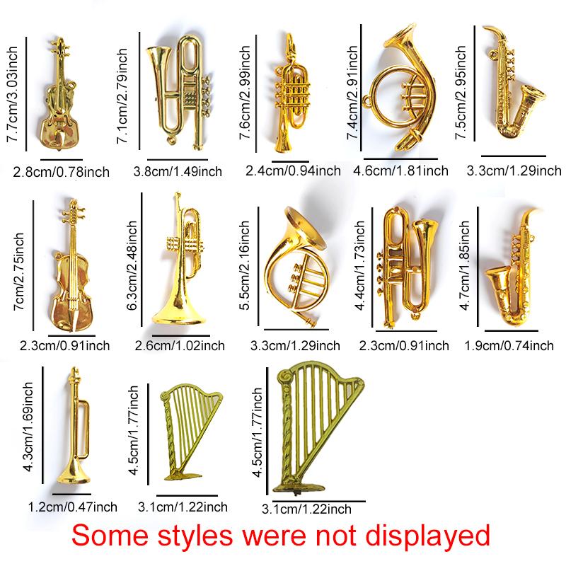 6/12PCS Random Mix Style Gold Color Musical Instrument Ornament Landscape Arrangement Photography Prop Home Store Decoration ZYF