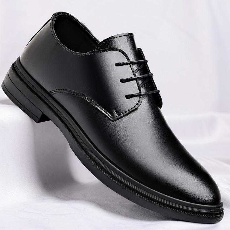 

Men s Leather Shoes Classic Black Business Shoes Lightweight PU Leather Casual Footwear British Style Casual Dress Shoes for Men 39 чорний