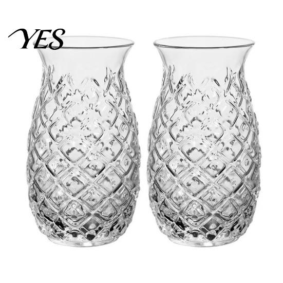 Durable Cocktail Glass Pineapple Shape Glass, 480ml Embossed Tumbler for Juice Hot Restaurant Specialty Beverages, Creative Bar Glassware Whiskey,