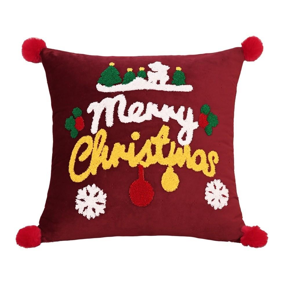 Square Christmas Pillow Covers Cartoon Santa Claus Xmas Pillowcase  Christmas Decor