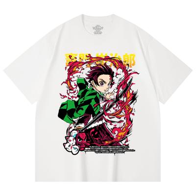 230 g/m² 100% Baumwolle Demon Slayer V19 Tanjiro Aufdruck Unisex Schweres Baumwoll-T-Shirt