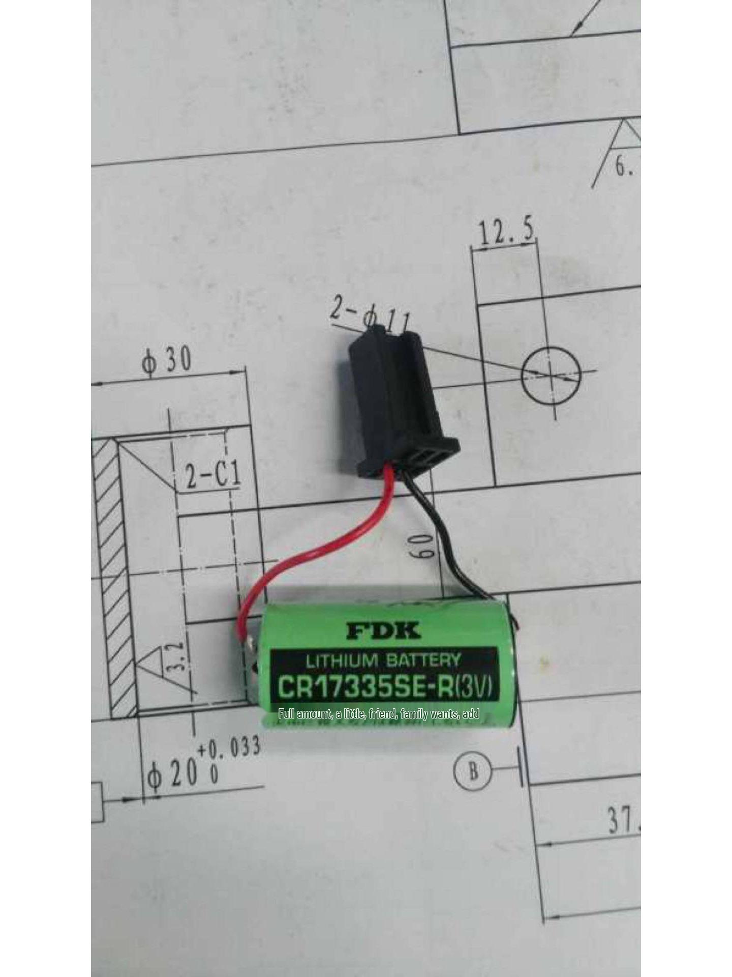 

FANUC A98L-0031-0026 3V Lithium Battery CR17335SE-R with Plug Erzhe