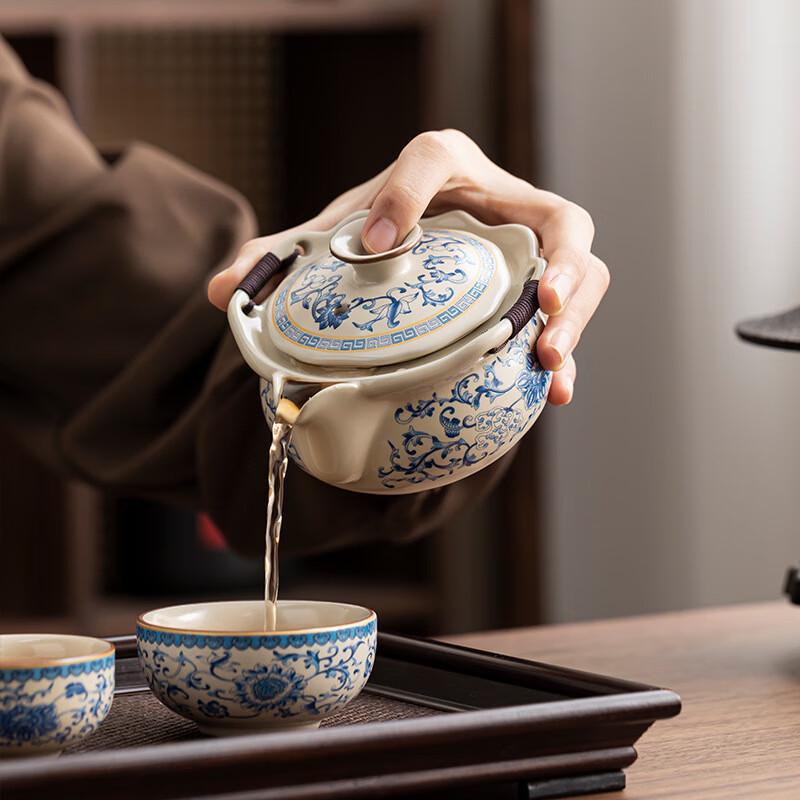 Portable Ru Kiln Ceramic Tea Set